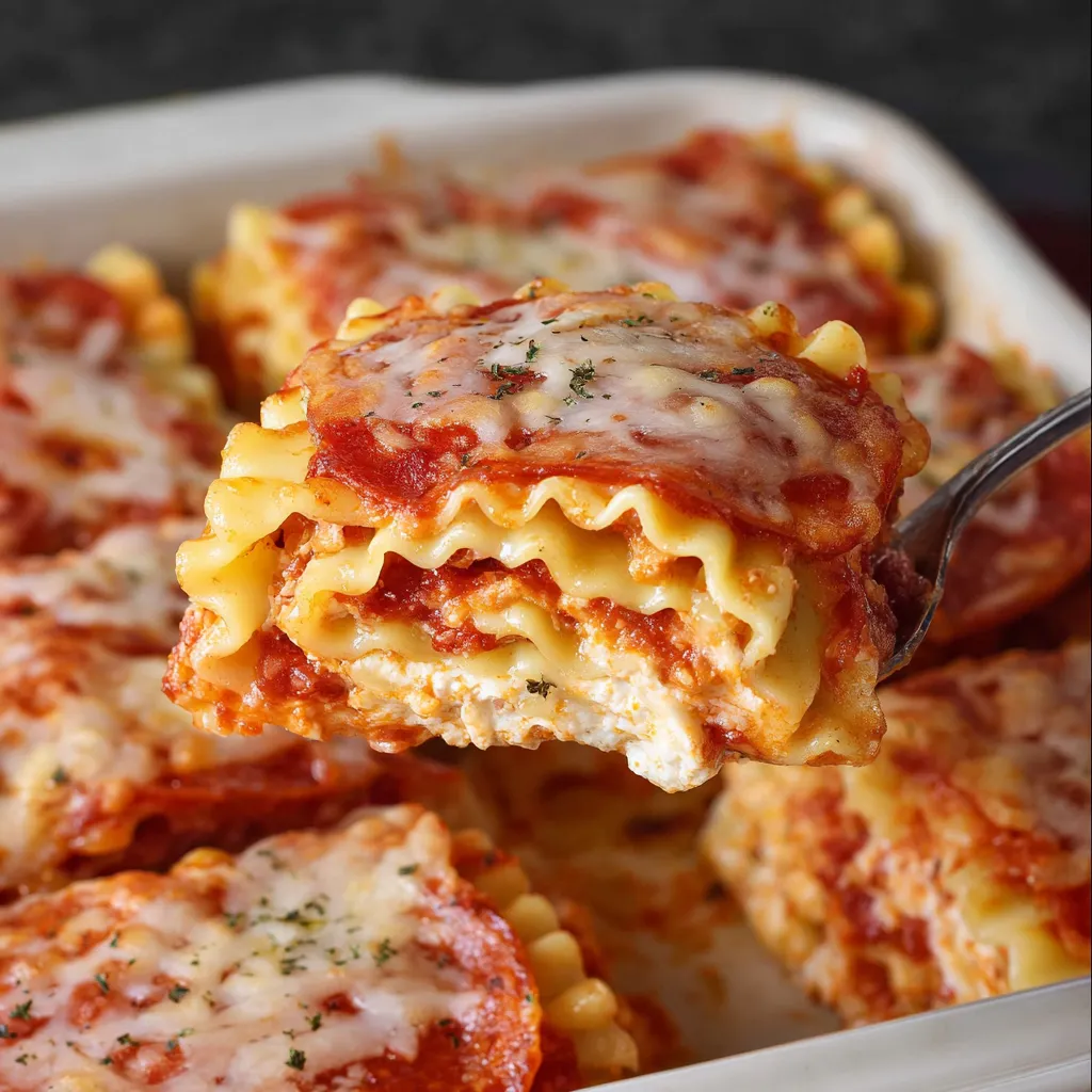 A fork is holding a piece of food.