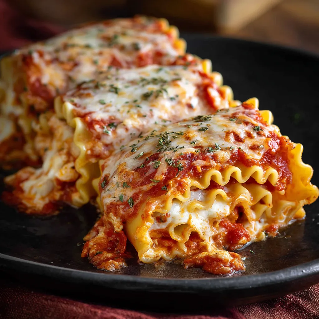 A plate of lasagna with cheese on top.