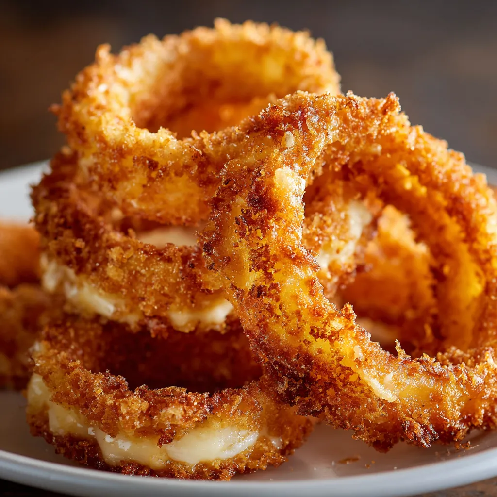 A plate of fried onion rings.
