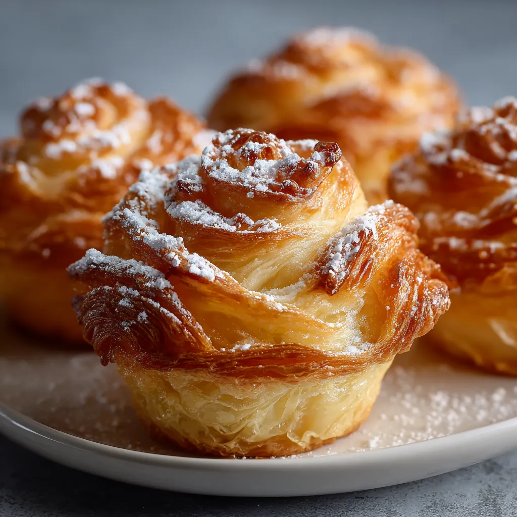 A plate of pastries with powdered sugar on top.