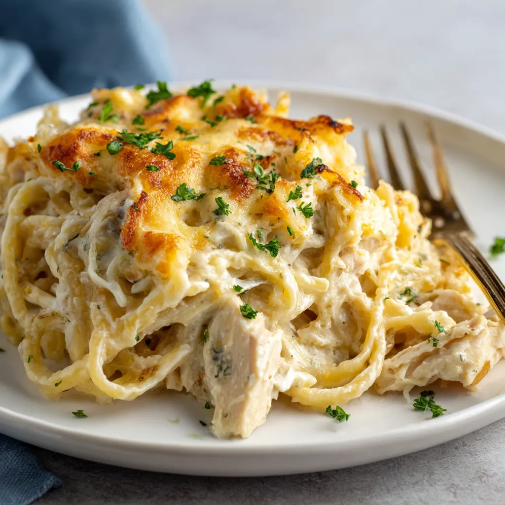 A plate of food with a fork on it.