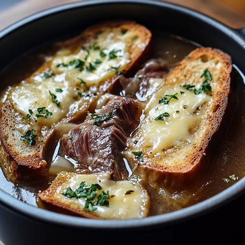 French Onion Short Rib Soup with Gruyère Toast